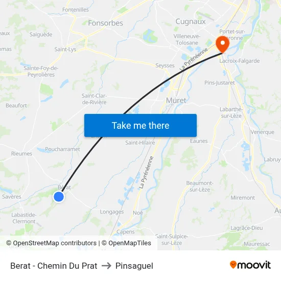 Berat - Chemin Du Prat to Pinsaguel map