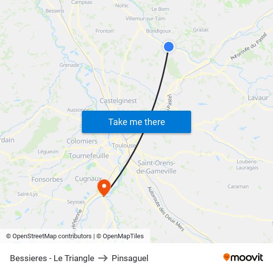 Bessieres - Le Triangle to Pinsaguel map