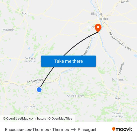 Encausse-Les-Thermes - Thermes to Pinsaguel map