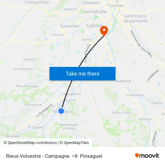 Rieux-Volvestre - Campagne to Pinsaguel map
