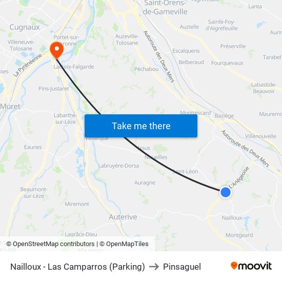 Nailloux - Las Camparros (Parking) to Pinsaguel map