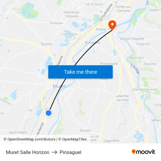 Muret Salle Horizon to Pinsaguel map