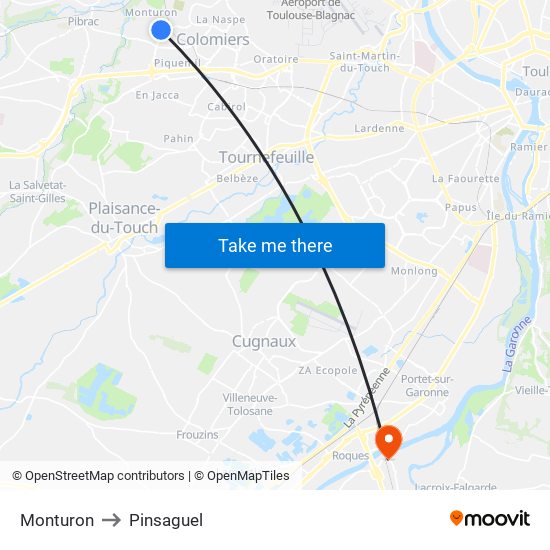 Monturon to Pinsaguel map