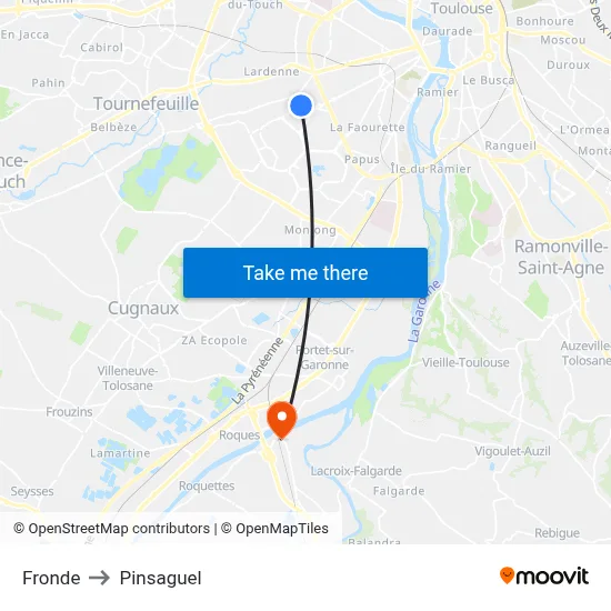 Fronde to Pinsaguel map