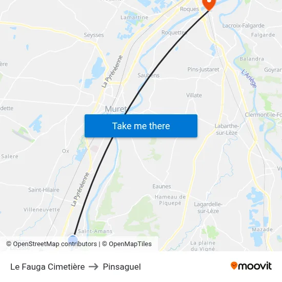 Le Fauga Cimetière to Pinsaguel map