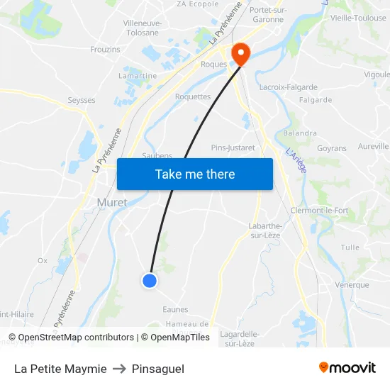 La Petite Maymie to Pinsaguel map