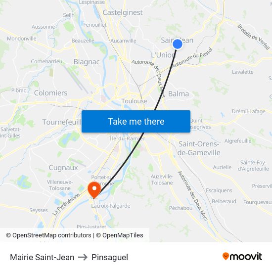 Mairie Saint-Jean to Pinsaguel map