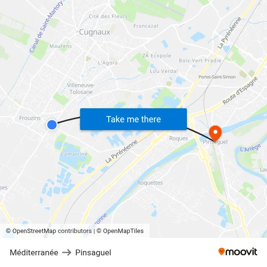 Méditerranée to Pinsaguel map