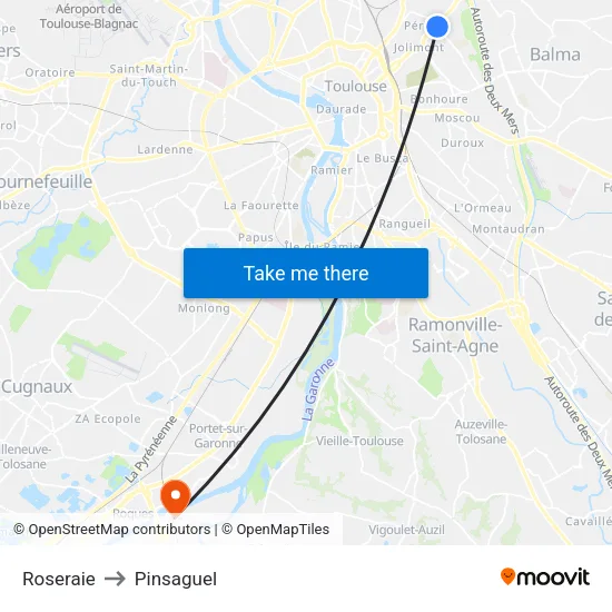 Roseraie to Pinsaguel map