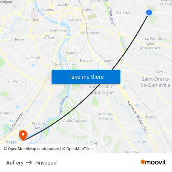 Aufréry to Pinsaguel map