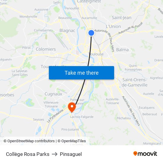 Collège Rosa Parks to Pinsaguel map