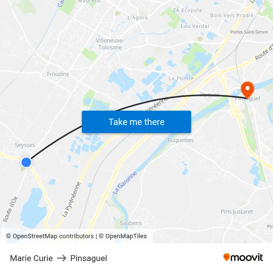 Marie Curie to Pinsaguel map