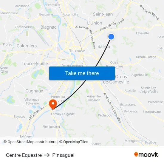 Centre Equestre to Pinsaguel map