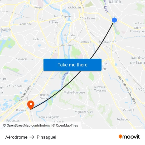 Aérodrome to Pinsaguel map