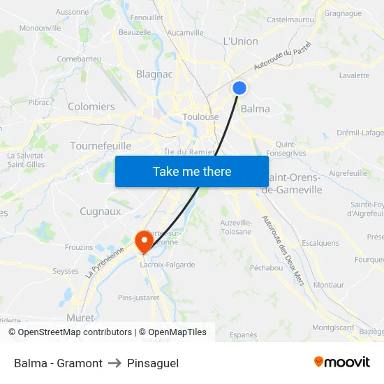 Balma - Gramont to Pinsaguel map