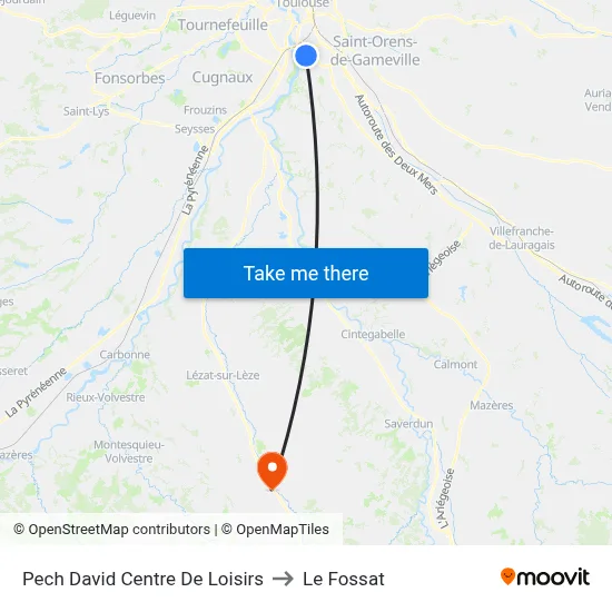 Pech David Centre De Loisirs to Le Fossat map