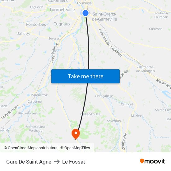Gare De Saint Agne to Le Fossat map
