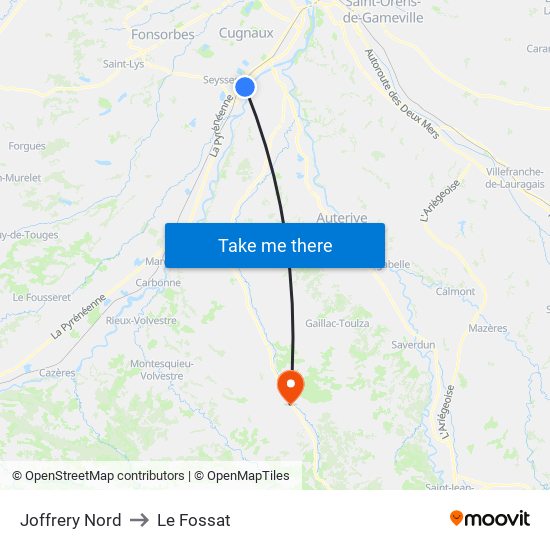 Joffrery Nord to Le Fossat map