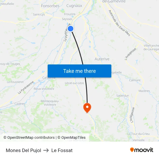 Mones Del Pujol to Le Fossat map
