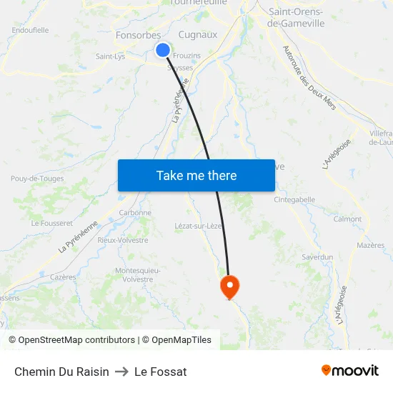 Chemin Du Raisin to Le Fossat map