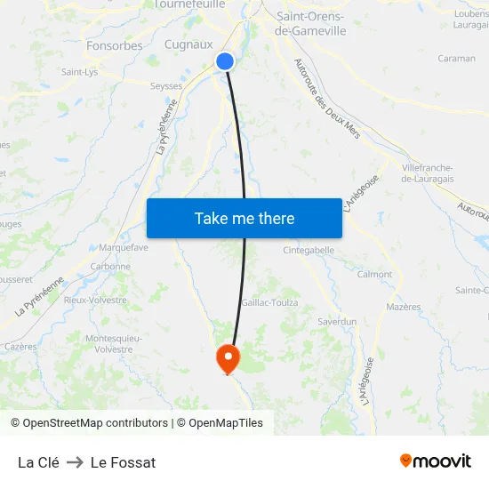 La Clé to Le Fossat map