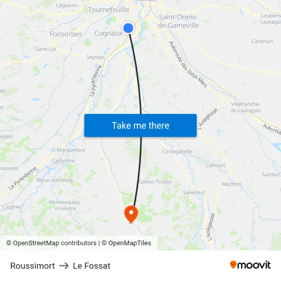 Roussimort to Le Fossat map