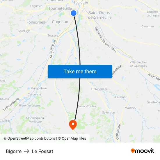 Bigorre to Le Fossat map