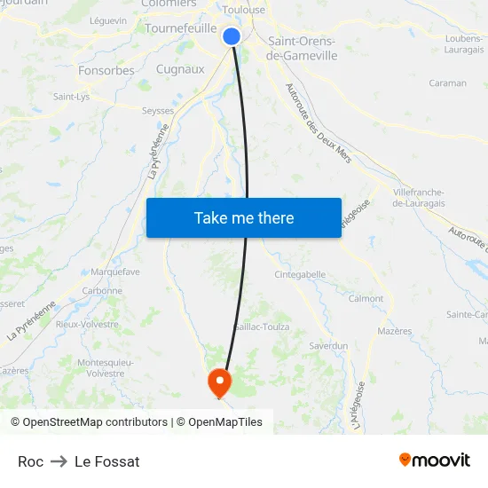 Roc to Le Fossat map