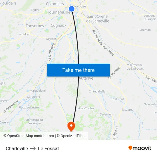 Charleville to Le Fossat map