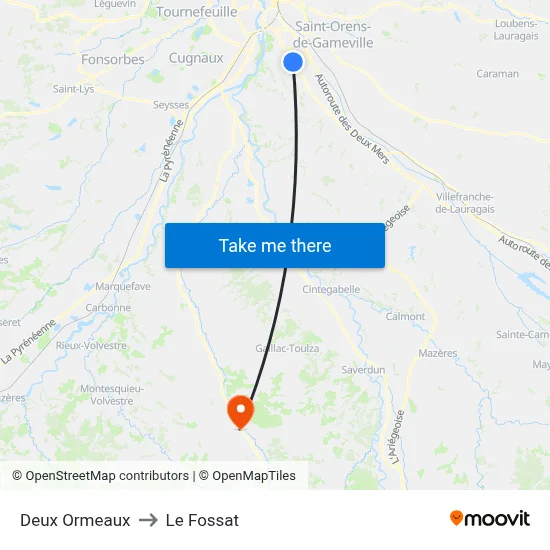 Deux Ormeaux to Le Fossat map
