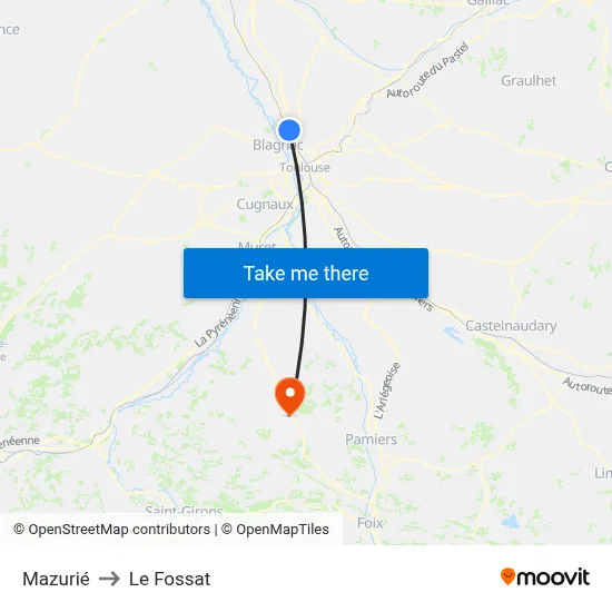 Mazurié to Le Fossat map