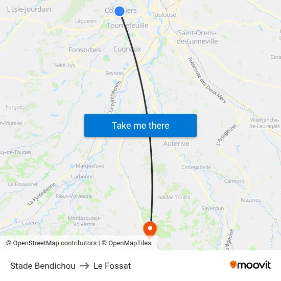 Stade Bendichou to Le Fossat map