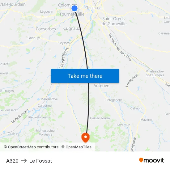 A320 to Le Fossat map