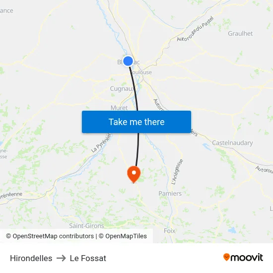 Hirondelles to Le Fossat map