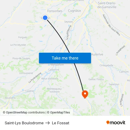 Saint-Lys Boulodrome to Le Fossat map