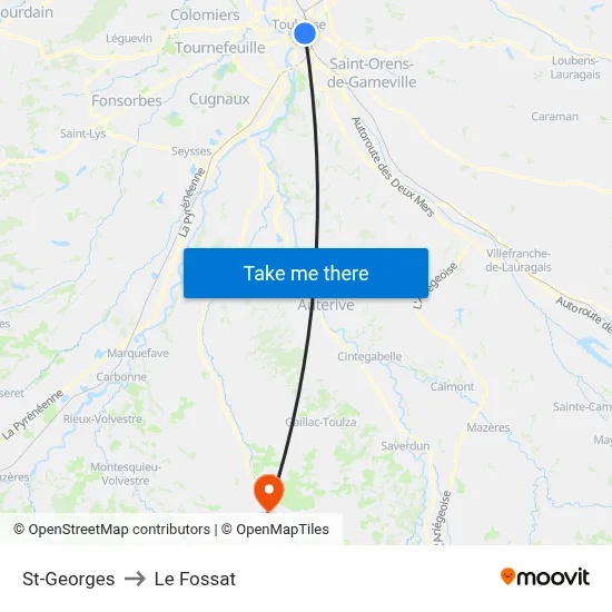 St-Georges to Le Fossat map