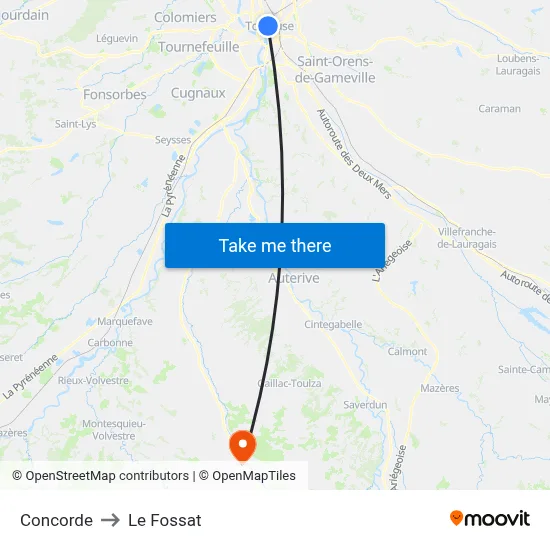 Concorde to Le Fossat map