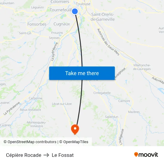 Cépière Rocade to Le Fossat map