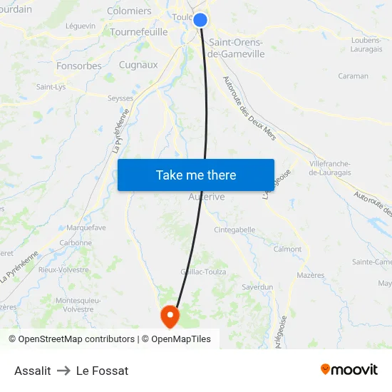 Assalit to Le Fossat map