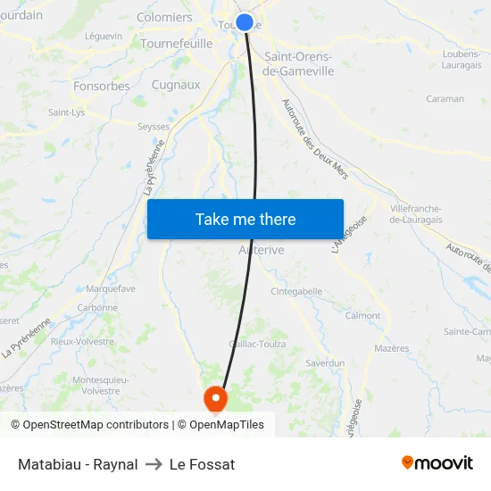 Matabiau - Raynal to Le Fossat map