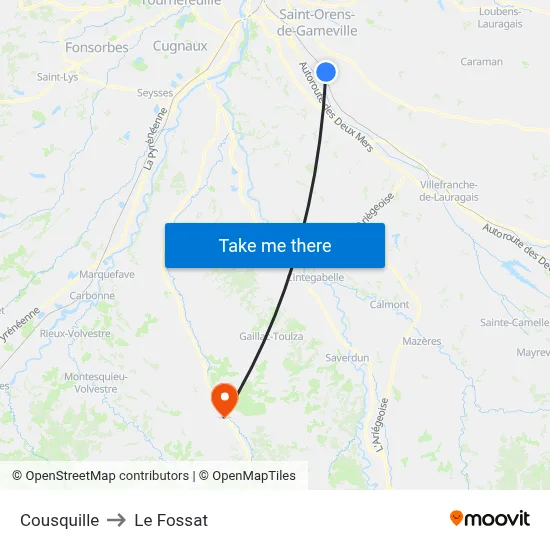 Cousquille to Le Fossat map