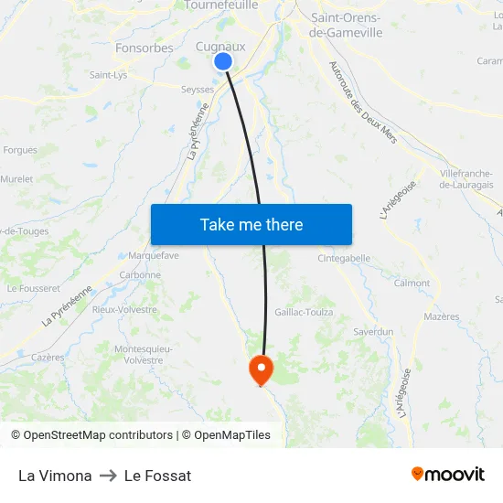 La Vimona to Le Fossat map