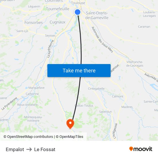 Empalot to Le Fossat map