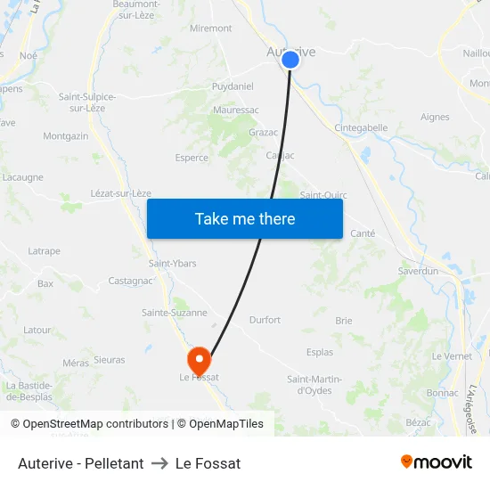 Auterive - Pelletant to Le Fossat map