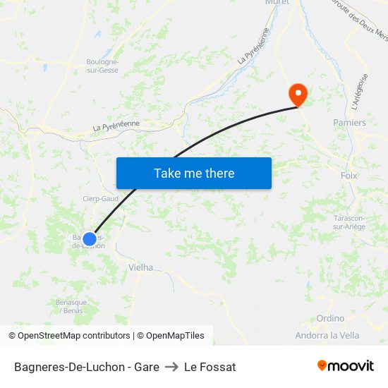 Bagneres-De-Luchon - Gare to Le Fossat map