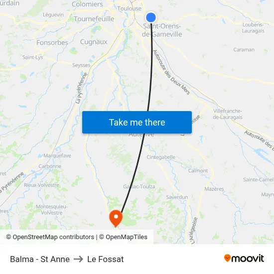 Balma - St Anne to Le Fossat map