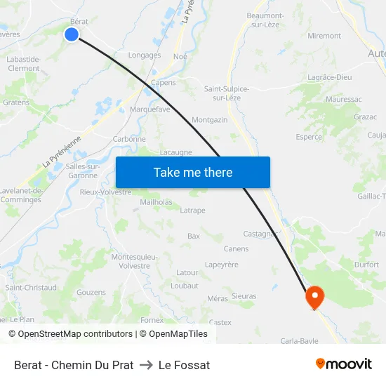 Berat - Chemin Du Prat to Le Fossat map