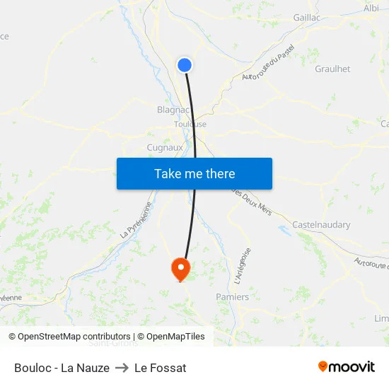 Bouloc - La Nauze to Le Fossat map