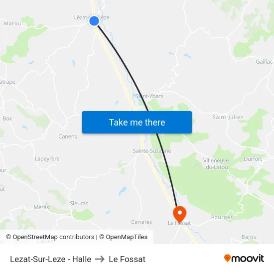 Lezat-Sur-Leze - Halle to Le Fossat map