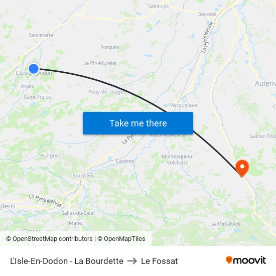 L'Isle-En-Dodon - La Bourdette to Le Fossat map